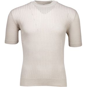 BOSS Orange - Ajordino - T-shirt - Creme - 56% Linnen 44% Katoen