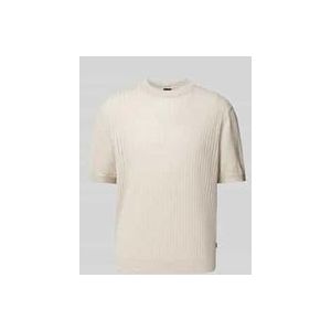 BOSS Orange - Ajordino - T-shirt - Creme - 56% Linnen, 44% Katoen