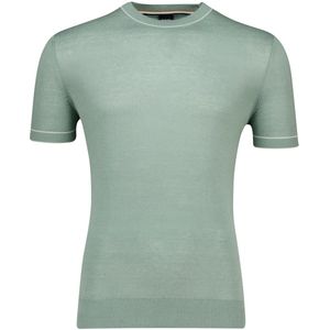 Hugo Boss - T-shirt - Groen - 56% Linnen 44% Viscose