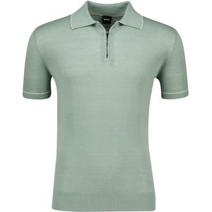 Hugo Boss - Black - Poloshirt - Groen - Linnen/Viscose