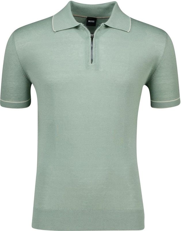 BOSS - H Jiovanotto - Trui - Grijs - Katoen - Halve Ritssluiting