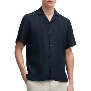 Overhemden - Dark Blue - Linnen - Regular Fit - Reverskraag