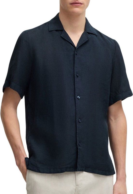 Overhemden - Dark Blue - Linnen - Regular Fit