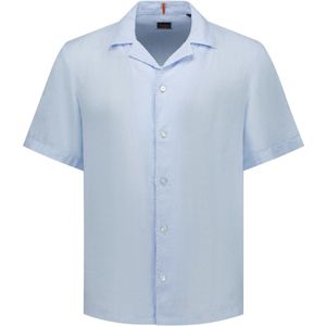 Open Blue - Overhemd - Linnen - Regular Fit - Reverskraag - Korte Mouwen