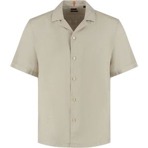 Boss Orange - Rayer - Overhemd - Light Beige - Korte Mouwen - Van Linnen