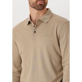 BOSS Pado regular fit polo lange mouw, jersey, licht beige