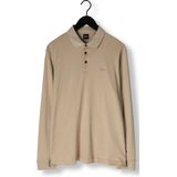 BOSS Pado regular fit polo lange mouw, jersey, licht beige