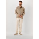 BOSS Pado regular fit polo lange mouw, jersey, licht beige