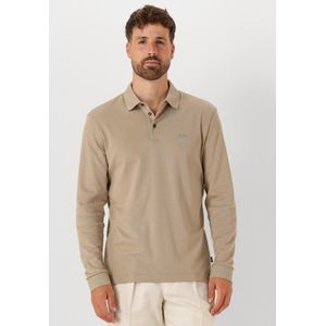 BOSS Pado regular fit polo lange mouw, jersey, licht beige