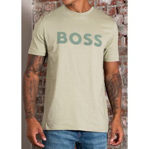 HUGO BOSS - T-shirt - Zwart - Katoen - Logo Print Op De Borst