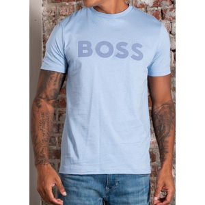 Boss Orange - T-shirt Thinking - Open Blue - Met Logoprint