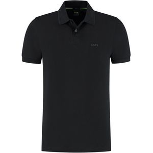 BOSS - Paul - Shirt - Zwart - Katoen - Slanke Pasvorm - Kwartmouw