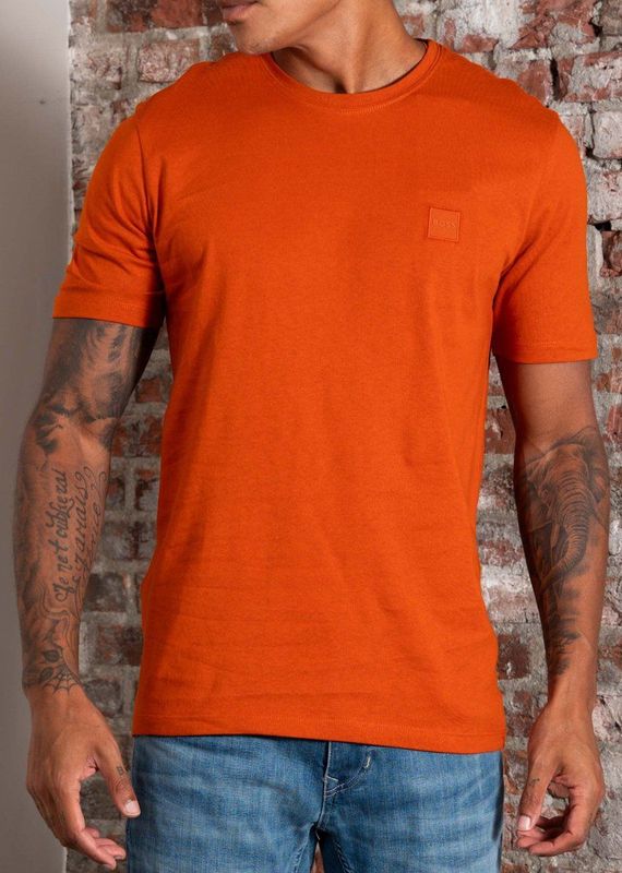 Hugo Boss - T-shirt - Oranje - 100% Katoen - Rechte Pasvorm