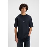 HUGO - T-shirt - Marineblauw - 100% Katoen - Blauwe Logopatch