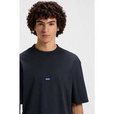 HUGO - T-shirt - Marineblauw - 100% Katoen - Blauwe Logopatch