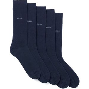 Huissokken - Dark Blue - 5 Paar - Geribd - Versterkte Hiel