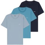 Basic T-shirts - Blauw - Katoen - Set van Drie