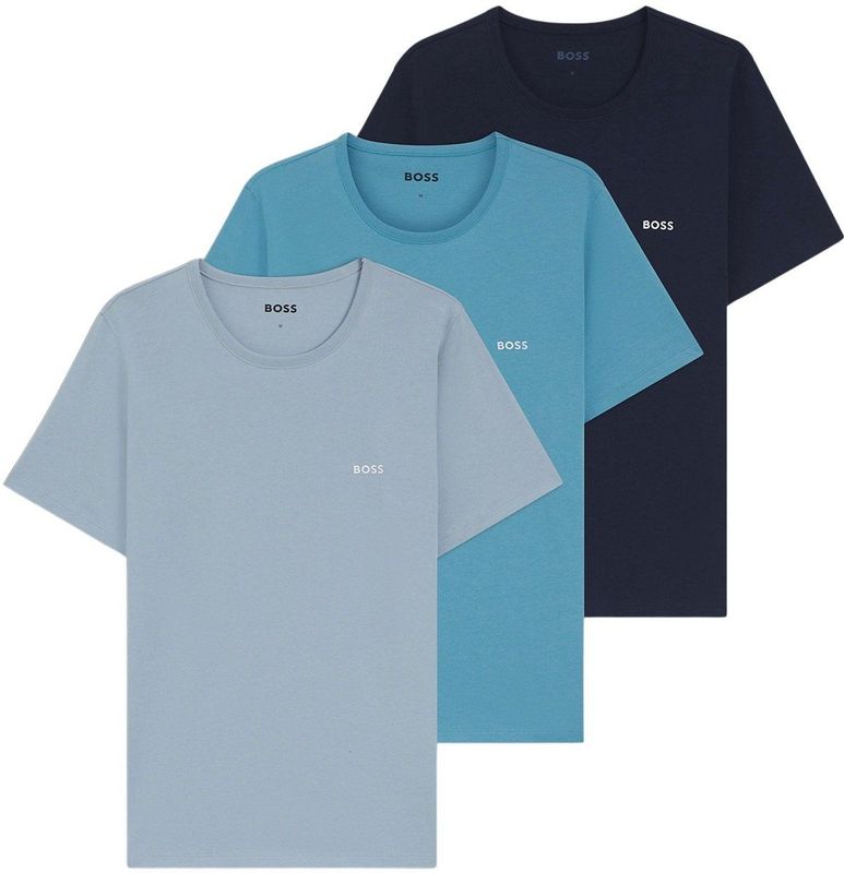 Basic T-shirts - Blauw - Katoen - Set van Drie