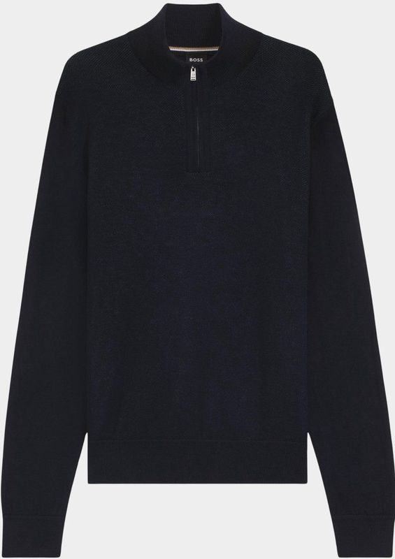 BOSS Black - H-Illario - Half Zip Trui - Blauw