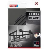 tesa ALUXX BLACK Douchemandje hoek - Geschikt voor moderne badkamers - Lijmoplossing, zonder boren - Mat zwart, 192 mm x 92 mm x 200 mm