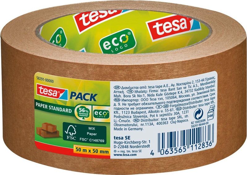 Tesa STANDARD EcoLogo® 58291-00000-00 Pakband Bruin (l X B) 50 M X 50 Mm 1 Stuk(s)
