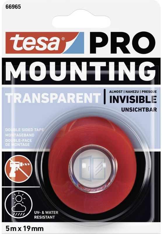 Mounting pro Transparent 66965-00001-00 Montageband Transparent (l x b) 5 m x 19 mm 1 St. - Tesa