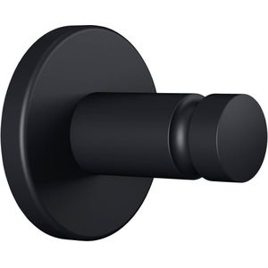 tesa® MOON BLACK Handdoekhaak, mat zwart, voor Badkamer en Wc - voor Badkamers in Industriële en Moderne Stijl - Zonder Boren, Zelfklevend - 37 mm x 37 mm x 36 mm