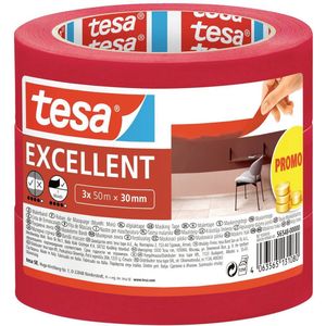 tesa EXCELLENT 56548-00000-00 Maskeertape Rood (l x b) 50 m x 30 mm 3 stuk(s)