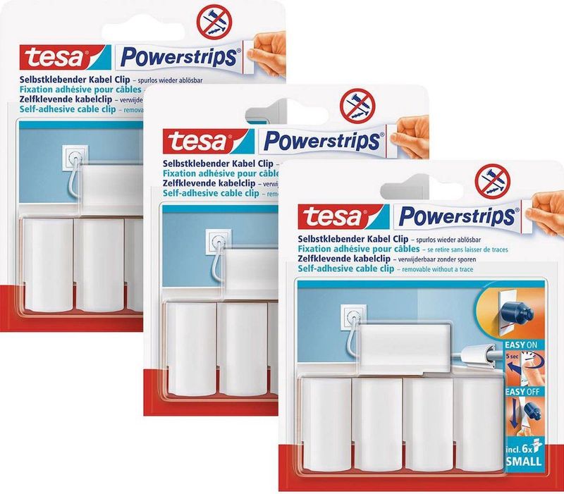 tesa POWERSTRIPS® Kabelclips Wit Inhoud: 15 stuk(s)