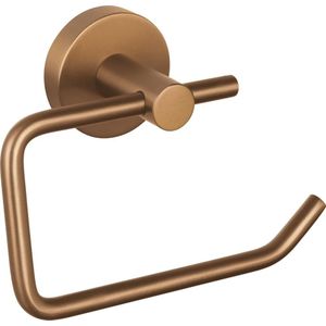 tesa MOON Toiletpapierhouder van geborsteld brons, zelfklevende rolhouder zonder deksel, van metaal met PVD-coating, zonder boren, met kleefoplossing, 99 mm x 140 mm x 53 mm
