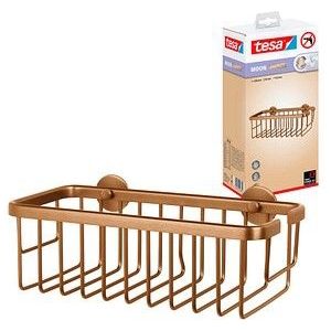 Tesa Moon Doucheplank zelfklevend geborsteld brons - enkel niveau en extra diep - doucheplank van metaal met PVD-coating - zonder boren met kleefoplossing - 92 mm x 250 mm x 125 mm