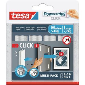 tesa - Powerstrips CLICK - Plakband - Transparant - Inhoud: 14 Paar