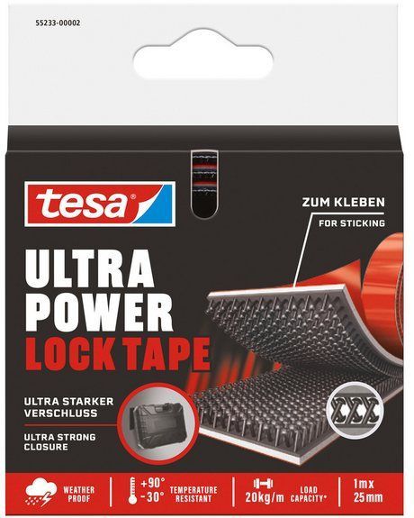tesa - Ultra Power Lock Tape - Klittenband - Zwart - 20 kg/m