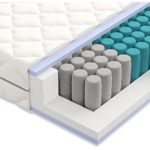 Matras 140 x 190 cm - Hoogte 21cm - Pocketvering matras 140x190 met 7 zones - Ergonomisch - Gemiddeld - Matras 140x190 Twijfelaar - Ademende Matrassen 140 x 190 Koudschuim matras geveerd