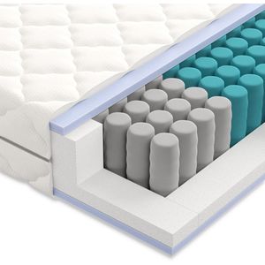 Matras 80 x 200 cm - Hoogte 21cm - Pocketvering matras 80x200 met 7 zones - Ergonomisch - Gemiddeld - Matras 80x200 eenpersoons - Ademende Matrassen 80 x 200 Koudschuim matras geveerd