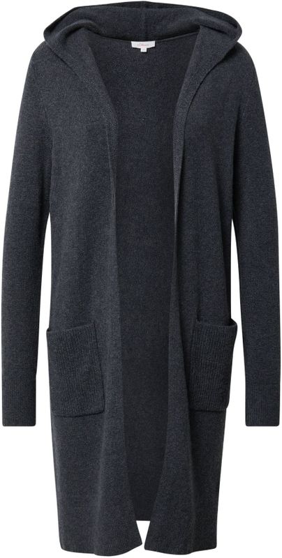 s.Oliver - 9898 - Lange Cardigan - Katoenmix - Met Capuchon en Opgestikte Zak