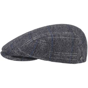 Lierys Melico Driver Virgin Wool Pet Heren - Made in the EU wollen cap flat hat met klep voering voor Herfst/Winter - 60 cm grijs