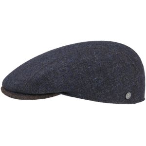 Lierys Garrick Ivy Virgin Wool Pet Heren - Made in the EU wollen cap flat hat met klep voering voor Herfst/Winter - 60 cm donkerblauw