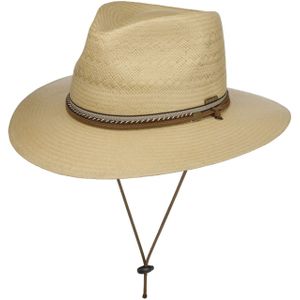 Stetson Ralcott Traveller Toyo Strohoed Dames/Heren - stro zonnehoed strand hoed met kinband leren band voor Lente/Zomer - XXL (62-63 cm) naturel