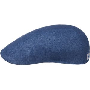 Stetson Uni Sustainable Linen Pet Heren - Made in the EU linnen cap flat hat met klep voering voor Lente/Zomer - L (58-59 cm) blauw
