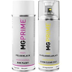 2K Premium Velgenlak Set in Silber Metallic glanzend Acryllak Velg blanke lak Spuitbus Autolak 400ml