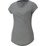PUMA - Performance Heather Cat Tee - Dames Sportshirt - Grijs - 100% Polyester