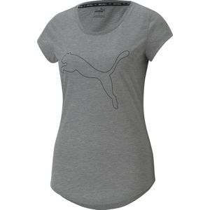 PUMA - Performance Heather Cat Tee - Dames Sportshirt - Grijs - 100% Polyester