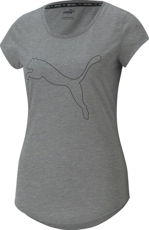 PUMA - Performance Heather Cat Tee - Dames Sportshirt - Grijs - 100% Polyester