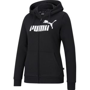 PUMA ESS Logo Full-Zip Hoodie FL Dames Trui - Zwart