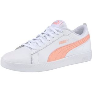 PUMA Smash Wns V2 L dames Sneaker, White Apricot Blush Black Pink, 41 EU