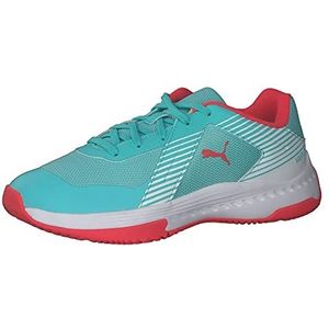 PUMA Varion Jr indoorschoenen voor kinderen, uniseks, Elektro Aqua Sunblaze Puma White