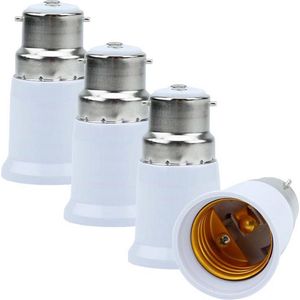 Intirilife B22 naar E27 fittingadapter in WIT - 4x lampadapter voor het omzetten van B22 naar E27 - set van 4 converters voor fitting voor gloeilampen, LED, halogeen, spaarlampen