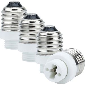 Intirilife E27 naar G9 fittingadapter in WIT - 4x lampadapter voor het omzetten van E27 naar G9 - set van 4 converters voor fitting voor gloeilampen, LED, halogeen, spaarlampen
