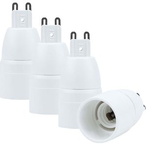 Intirilife G9 naar E14 fittingadapter in WIT - 4x lampadapter voor het omzetten van G9 naar E14 - set van 4 converters voor fitting voor gloeilampen, LED, halogeen, spaarlampen
